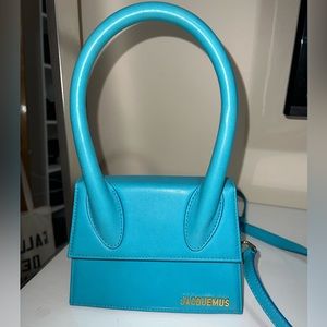 Authentic Jacquemus Le Chiquito Moyen turquoise bag